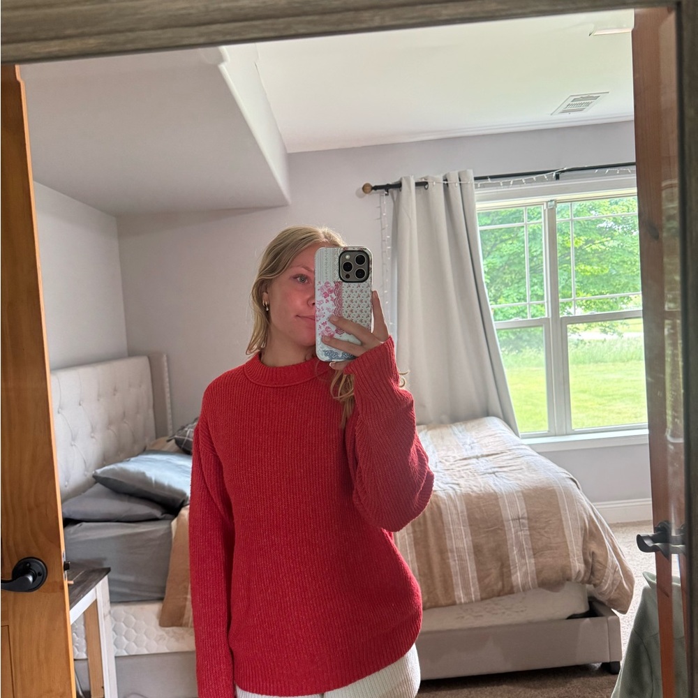 American Eagle Outfitters Red Crew Neck Sweater